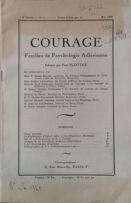 "Courage". Psychiatres, psychologues, psychanalystes en exil en France (1933-1946) - Florent Serina