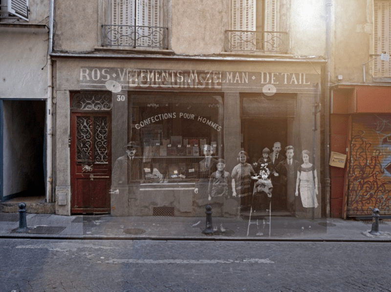 Nancy, le magasin de confection Zelman à l'époque au 30, rue de la Hache est aujourd’hui un bouquiniste.  