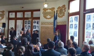 Inauguration d'un monument en mémoire aux élèves juives déportées et assassinées dans les camps nazis (1942-1944) et des fonctionnaires engagés dans la défense de la France et de la liberté (1940-1944) - Lycée Jules Ferry (Paris, 9e)